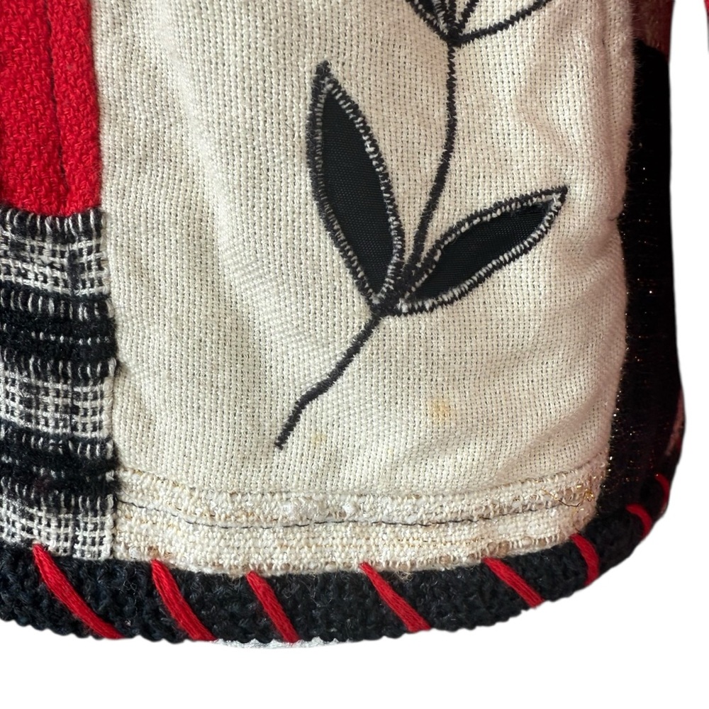 Crystal Patchwork Red Black White Jacket Women Sm… - image 5